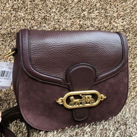 🔥LAST 1🔥NWT Coach Elle Saddle Suede Bag oxblood - Picture 2 of 8